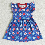 C11-9 National Day Deep Blue Dress Red Star Girl's Dress