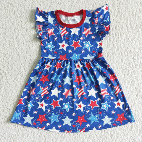 C11-9 National Day Deep Blue Dress Red Star Girl's Dress