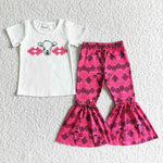 SALE GSPO0049 Western Cow Deep Pink Girl's Set