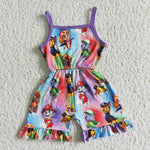 SR0023 Fashion Purple Cartoon Girl's Shorts Jumpsuit