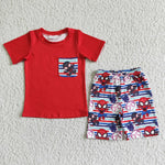 SALE BSSO0062 Summer Cartoon Red Spider Boy's Shorts Set