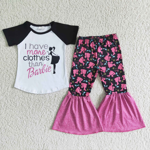 Summer Baby Letter Girl's High Heel Black Pink Girl‘s Suit