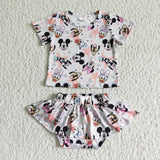 GBO0046 Cartoon Cute Skirt Baby Bummie Castle mouse Girl's Set