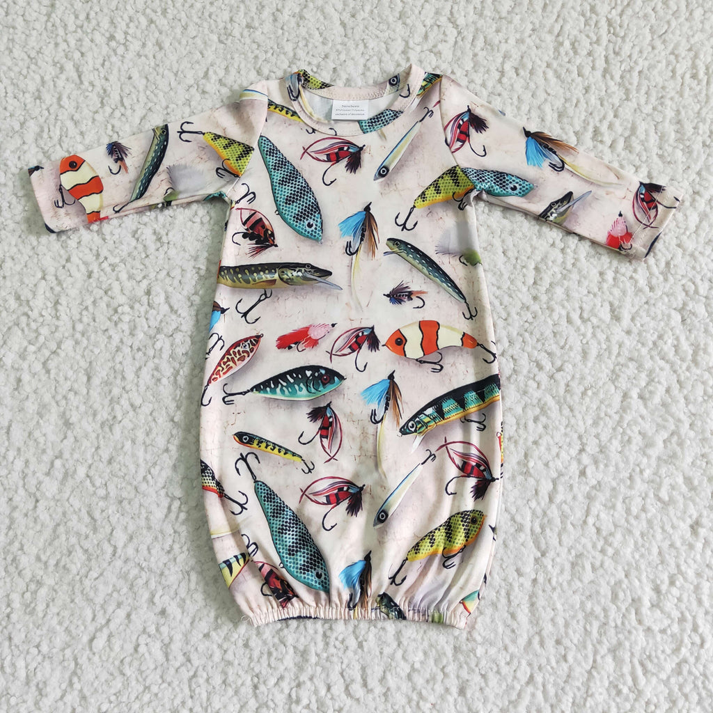 baby fish hook NB0004 Baby Newborn Gown Sleepers Fish Hook Girl's Boy's Clothing – Amy yu garments wholesale