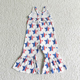 SR0057 National Day White Star Flag Girl's Jumpsuit