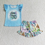 SALE GSSO0084 Summer Stop Buggin Me Blue Girl's Shorts Set