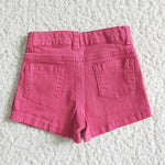 SS0013 Summer Kids Fashion Pink Ruffles Denim Girl's Shorts