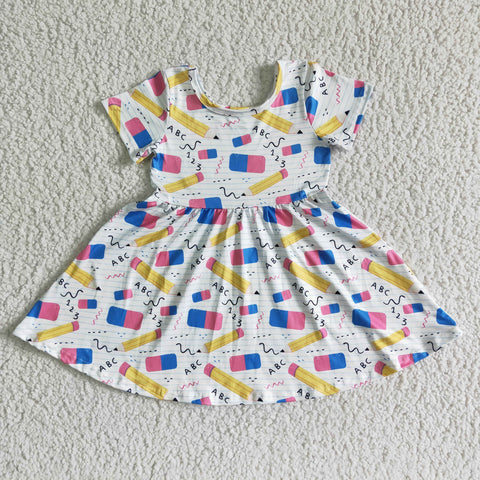 Back To School Pencil ABC Cute Girl's Dress