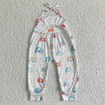 SR0050 Fashion Colorful Rainbow Suspender Girl's Jumpsuit