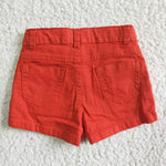 SS0010 Summer Kids Fashion Orange Ruffles Denim Girl's Shorts