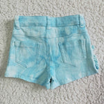 SS0008 Summer Kids Fashion Blue Ruffles Denim Girl's Shorts