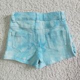 SS0008 Summer Kids Fashion Blue Ruffles Denim Girl's Shorts