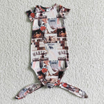 Baby Newborn Gown Sleepers Western Cow Short Sleeves Girl's Boy's Clothing