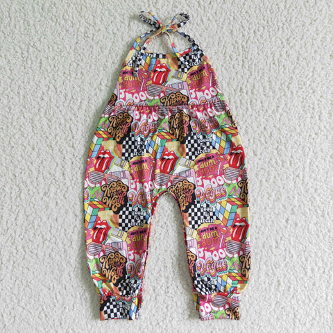 SR0054 VOGUE Know Your Worth Colorful Tongue Suspender Girl's Jumpsuit
