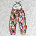 SR0054 VOGUE Know Your Worth Colorful Tongue Suspender Girl's Jumpsuit