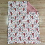 BL0011 Western Cow Flower Pink New Baby Blanket