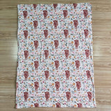 BL0011 Western Cow Flower Pink New Baby Blanket