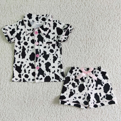 Summer Cow Pajamas Girl's Shorts Set