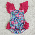 Summer Flamingo Flower Colorful Cute Girl's Romper