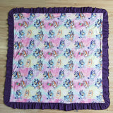 Cartoon Purple Ruffles Blue Dog Blanket