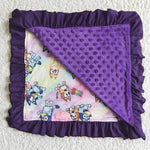 Cartoon Purple Ruffles Blue Dog Blanket