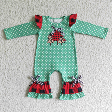 6 A1-26-2 Christmas Green Trees Romper