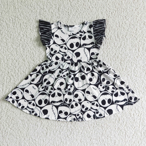 GSD0107 Halloween Skull Black Girl's Dress