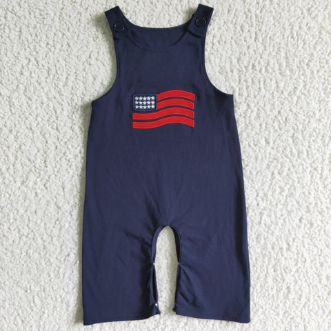 National Day 4th of July Embroidered Flag Boy's Romper