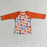 6 A30-6-1 Halloween Fall Pumpkin Orange Boy's Shirt