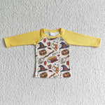 6 A31-11 Boy's Halloween Yellow Long Sleeves Shirt