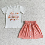 GSD0109 Take me pumpkin patch Orange Cute Girl's Skirt Set