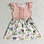 GSD0097 Summer Farm Dress Pig Rooster Girl's Dress