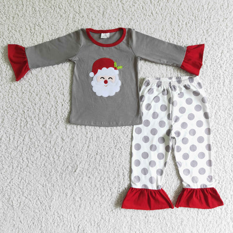 Christmas Embroidered Santa Claus Girl's Outfits