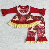 Boutique Christmas Ruffles Red reindeer Deer Elk Outfits