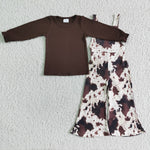 6 B3-25 Brown Overalls Cow With Bow New Suit
