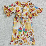 GSD0114 Cartoon Hunny Honey Bear Yellow Pockets Girl's Dress