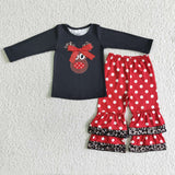 6 A22-26 Christmas Deer Leopard Black Ruffles Dots Set