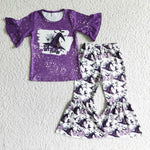 Halloween Big witch energy Purple Girl's Set