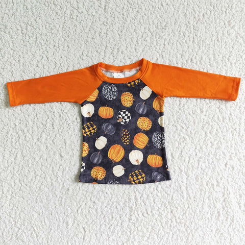 Boy's Halloween Pumpkin Orange Long Sleeves Shirt