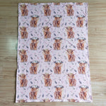 BL0016 Western Cow Pink Flower Blanket