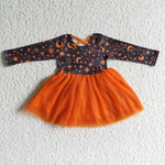 SALE GLD0017 Halloween Moon Orange Tulle Girl's Dress