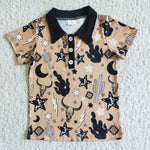 Summer Western Cactus Bull Khaki Boy's Shirt Top