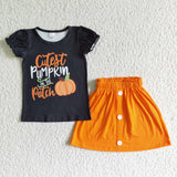 New Pumpkin Orange Cute Girl's Skirt Set