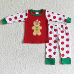 6 A12-20 Christmas Girl's Embroidered Gingerbread Pajamas