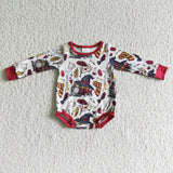 LR0022 Red Long Sleeves Baby Bubble Cute Girl's Romper