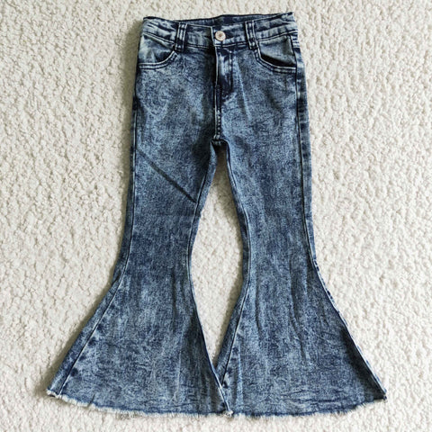 P0008 Fashion New Design Jeans Blue Denim Flared Girl's Pants