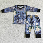 SALE BLP0010 Halloween CHILDREN Black Boy's Set Pajamas