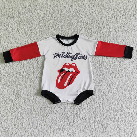SALE LR0012 New Tongue Red Long Sleeves Baby Bubble Cute Girl's Romper