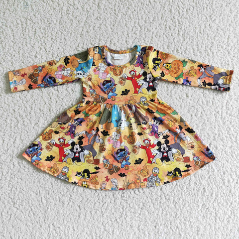 SALE GLD0015 Halloween Pumpkin Orange Cartoon mouse big ear Girl's Dress