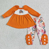 SALE GLP0024 Happy Fall Yall Pumpkin Orange Flower Girl's Set